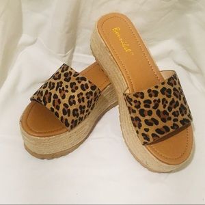 NWOT Leopard Print Espadrille Sandals